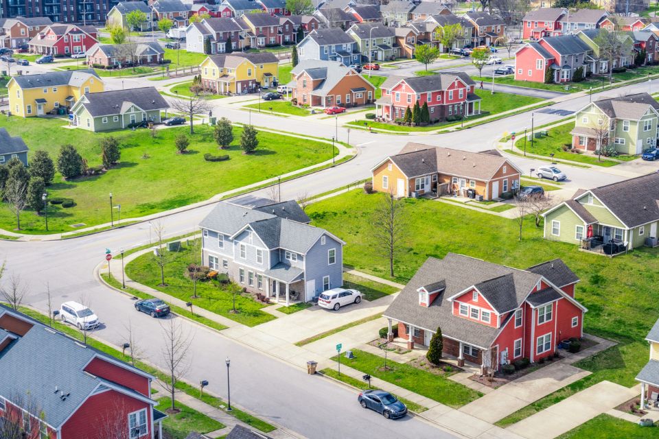 Aerial view of homes in Nashville