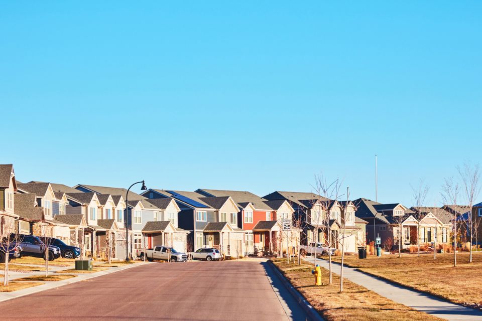 Row of house in a neighborhood