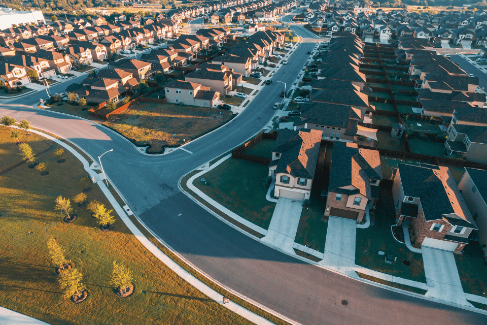 Aerial view of new housing in Texas