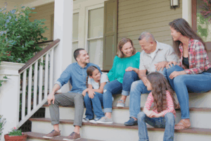 multigenerational family on the porch