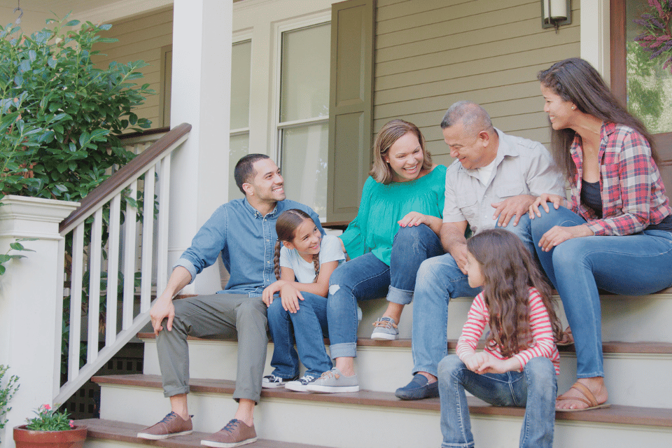 multigenerational family on the porch