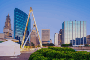 Image shows the sky line of Hartford, CT