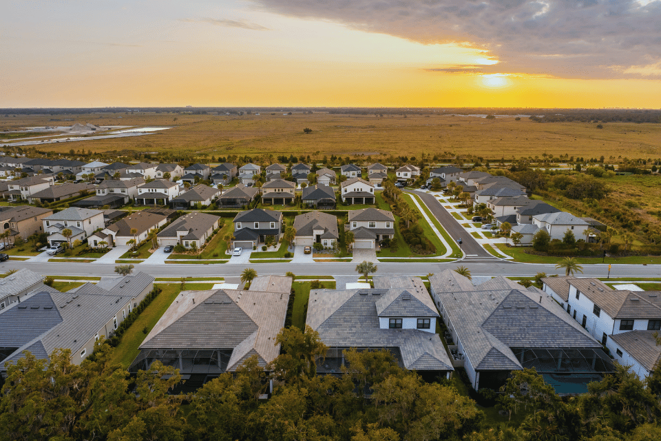 Image shows a neighborhood in southern Florida