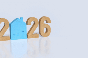 Image shows a 3D illustration of 2026 witha housing icon