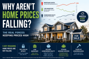 Chart showing why home prices remain high despite elevated mortgage rates