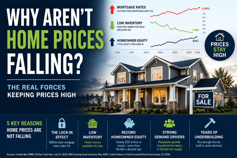 Chart showing why home prices remain high despite elevated mortgage rates